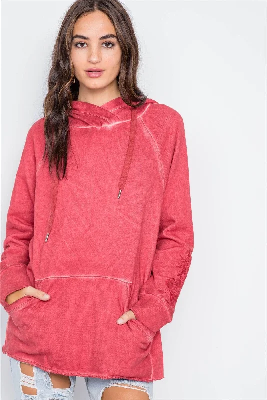 Berry  Long Sleeve Embroidery Hoodie Sweater /2-2-2Hiking Knit Tops