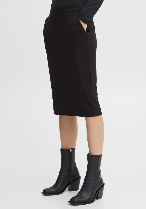 Silk SkirtIchi Jersey Pencil Midi Skirt, Black