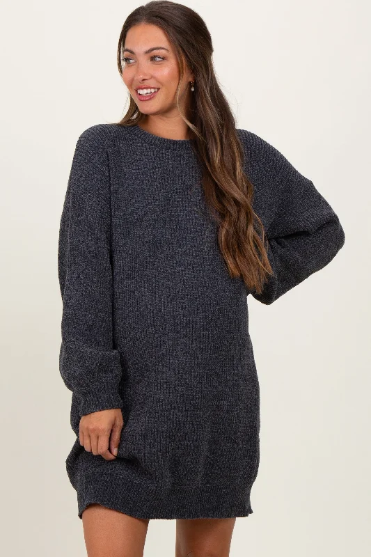 Charcoal Chenille Knit Maternity Sweater DressSummer Knit Tops