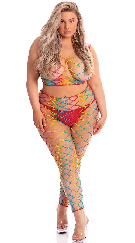 Plus size women's V-neck topsPlus Size Rain Or Shine Two Piece Bodystocking