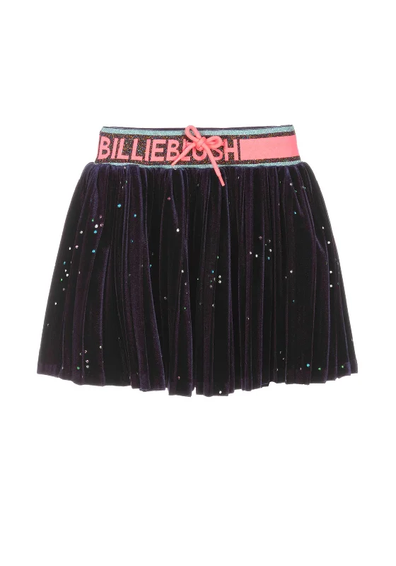 Running SkirtBillieblush Girls Pleated Velour Skirt, Navy