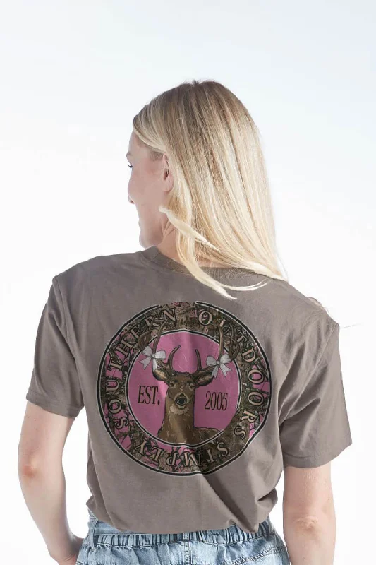 Simply Southern Deer Bow T-Shirt for Women in Brown | SS-DEER-DESERTHTHQuick-Dry T-Shirts