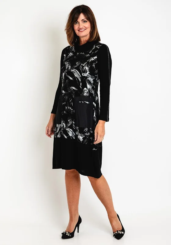 Velvet DressDolcezza Shimmer Splatter Print Smock Dress, Black Silver