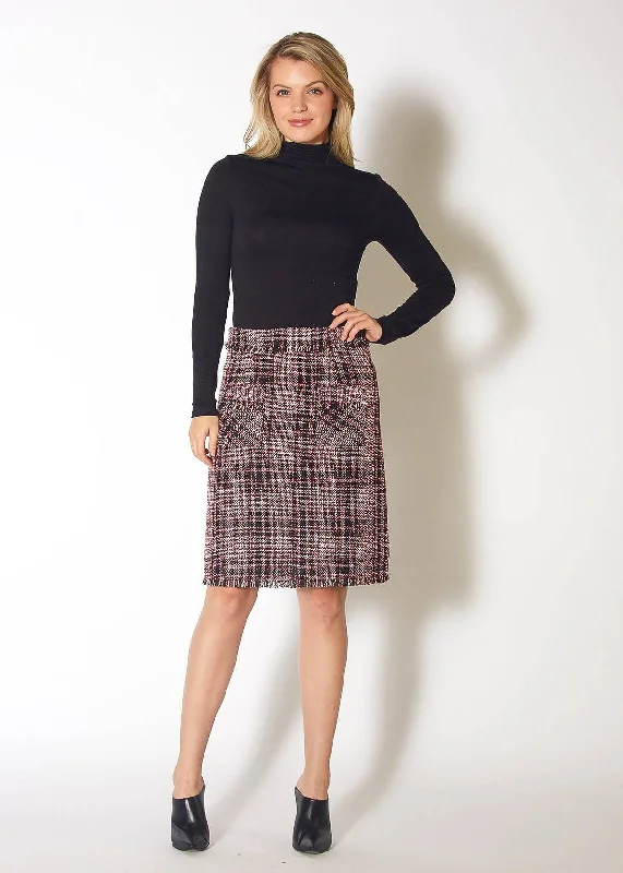 Divided SkirtWomen's Red Tweed High Rise Pencil Skirt in Red Black Tweed