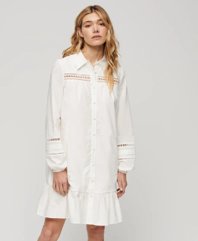 Cocktail DressLace Mix Shirt Dress | Chalk White