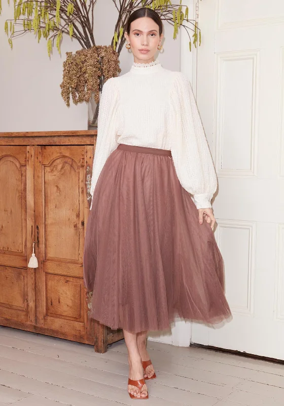 Military SkirtJovonna Verdie Tulle Midi Skirt, Brown