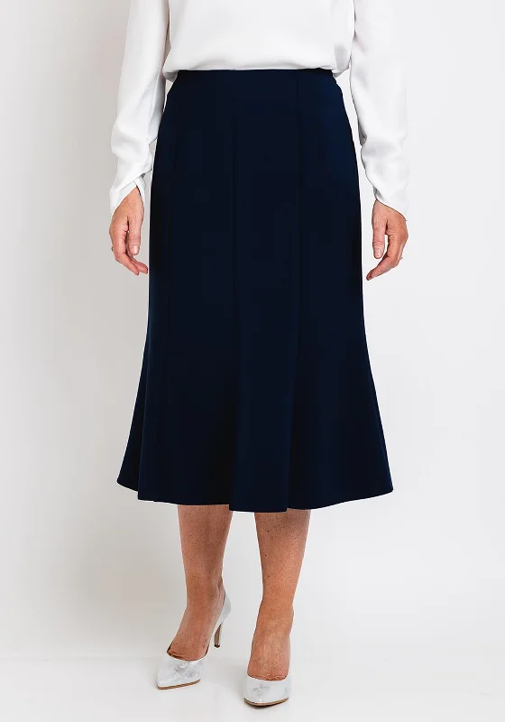 Ruffled SkirtAvalon Panel Flared Midi Skirt, Navy