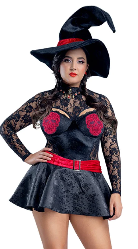 Large women's stretch topsPlus Size Red Skeleton Witch Costume