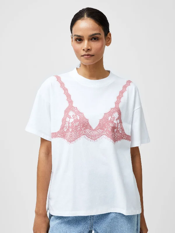 Lace Bra Graphic T-ShirtV-Neck T-Shirts