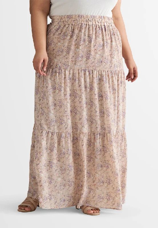 Fleece-lined SkirtTara Floral Prints Tiered Skirt