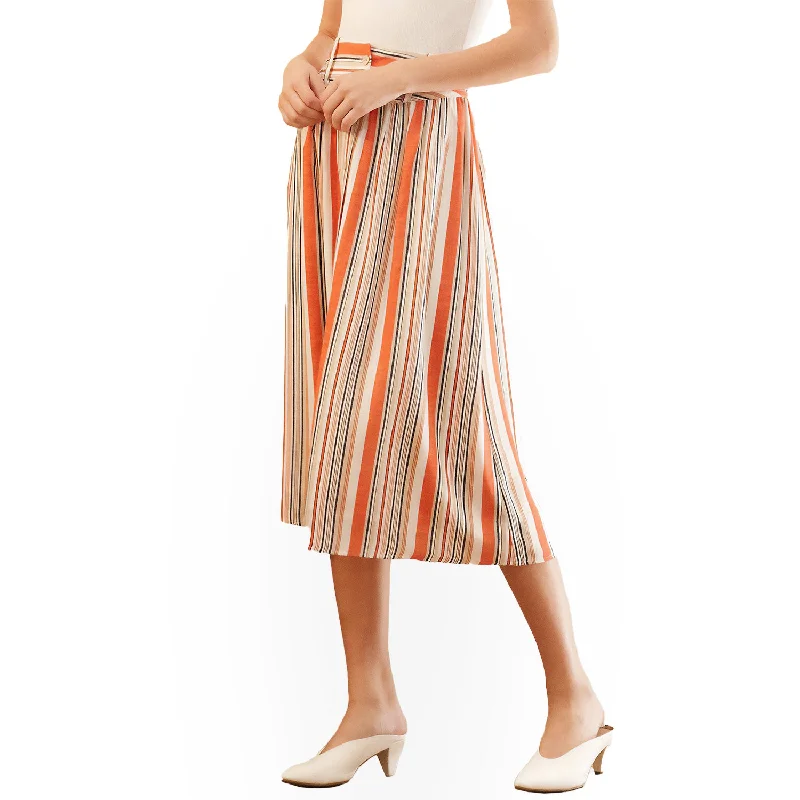 Ball Gown SkirtWomen's Multi Stripe Button Front Midi Skirt