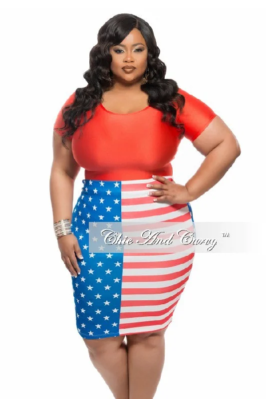 Large women's waterproof topsFinal Sale Plus Size Skirt in Flag Print