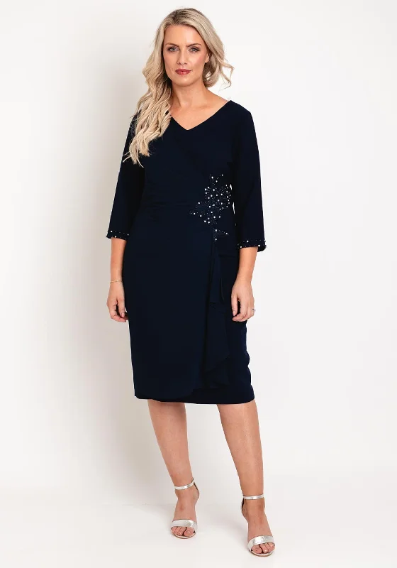 Victorian DressLizabella Applique Waist Midi Dress, Navy