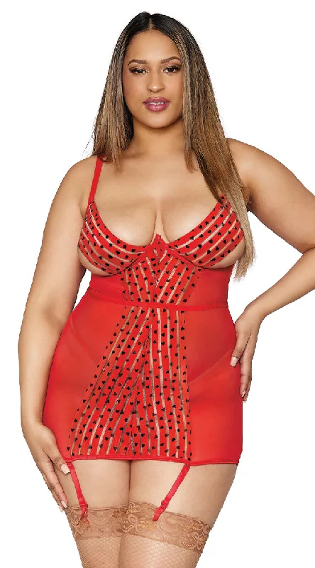 Women's party topsPlus Size Piece of My Heart Chemise Set