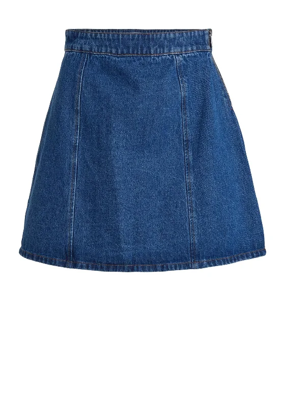 Running SkirtVila Nelly Denim Mini Skirt, Medium Blue Denim