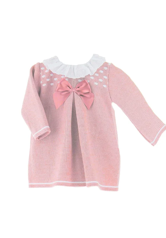 Maxi DressSardon Baby Girl Frill Collar Knit Dress and Cardigan Set, Pink