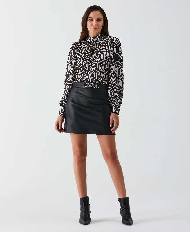 SarongVegan Leather Above-Knee Skirt