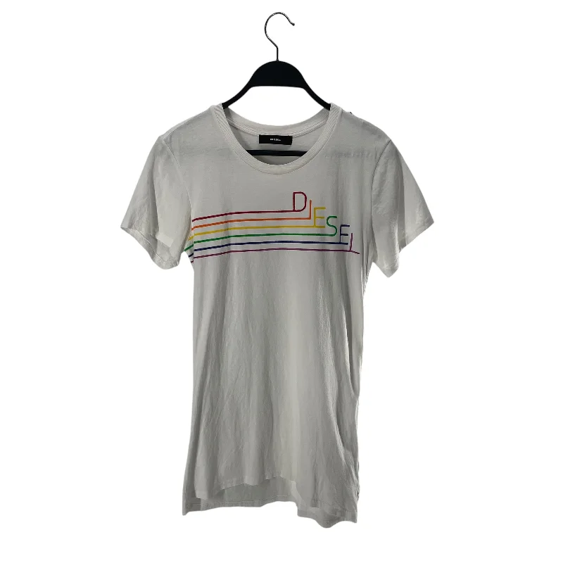 DIESEL/T-Shirt/XS/Graphic/Cotton/WHT/RAINBOW LOGOGraphic T-Shirts