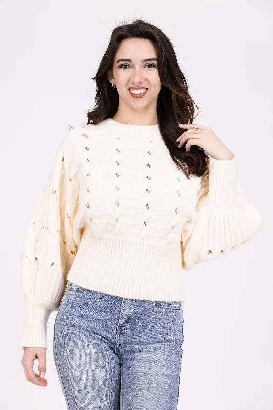 Snow Place Like Home Women's Cable Knit Mock Neck SweaterPocketed Knit Tops