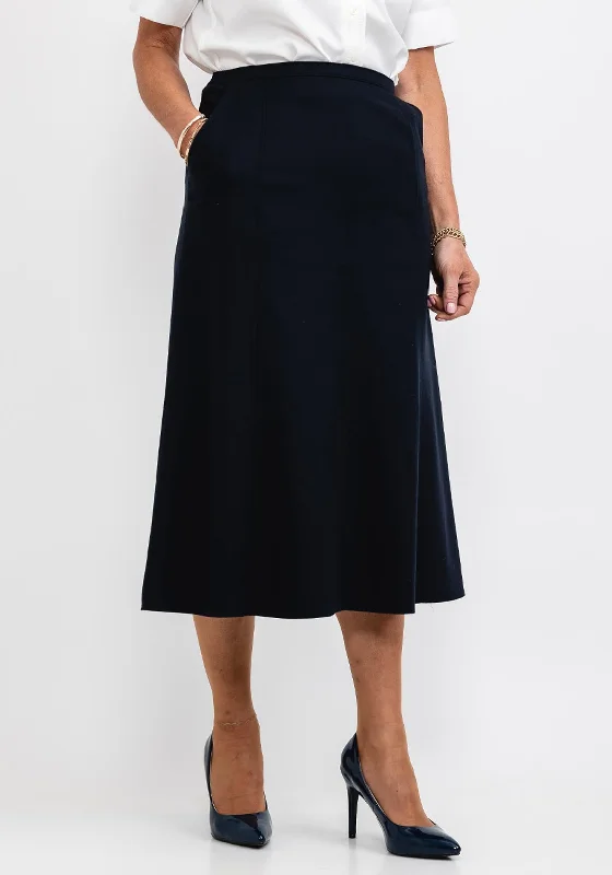 Prom SkirtBrendella A Line Wool Midi Skirt, Navy