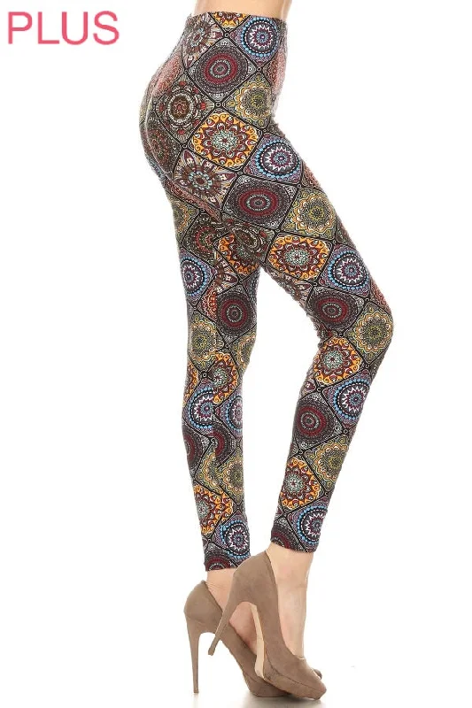 Large women's sun protection topsPlus Size Mandala Print Legings