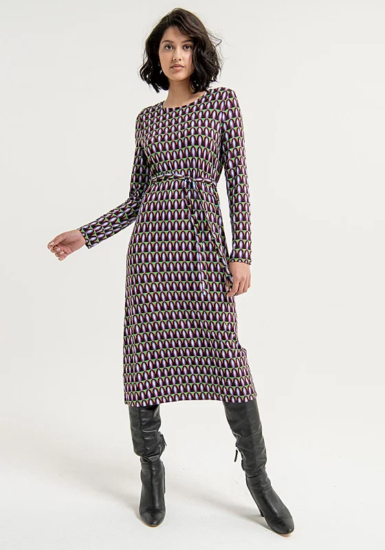 Tactical DressSurkana Belted Waist Unique Print Midi Dress, Multi