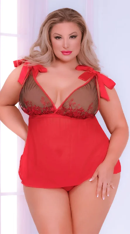 Large women's oversize topsPlus Size Easy Breezy Babydoll Set