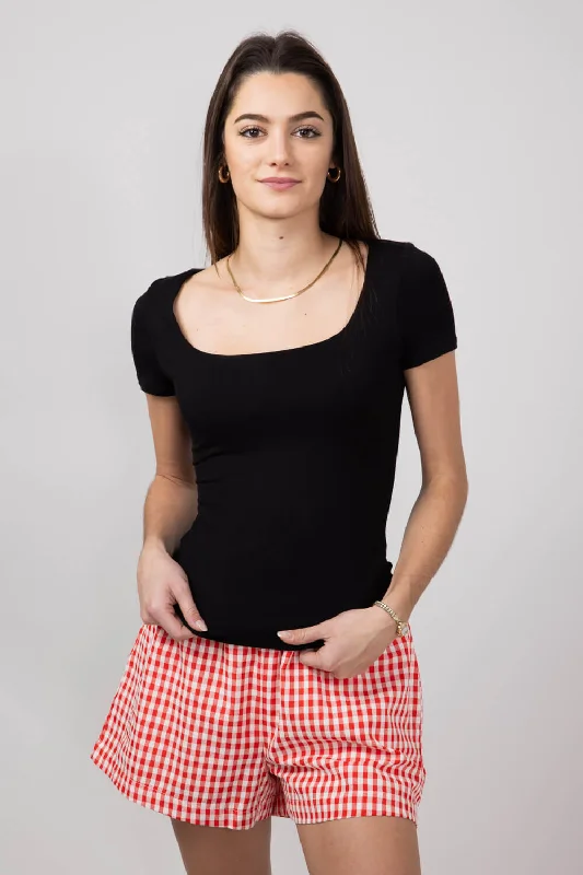 Seamless Double Layer Knit T-Shirt for Women in Black | T30991-BLACKRecycled Fabric T-Shirts