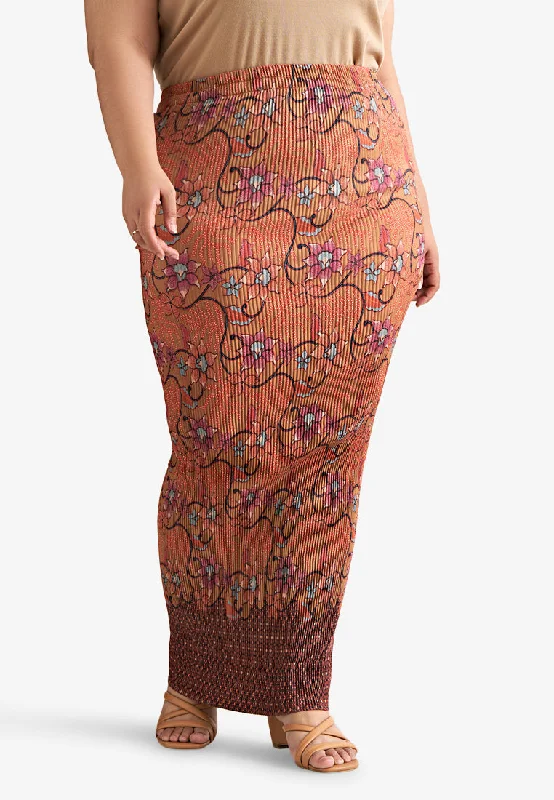 Romper SkirtBaigum Pleated Printed Batik Skirt