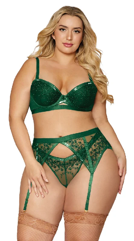 Women's home topsPlus Size Garden of Evergreen Bra Set