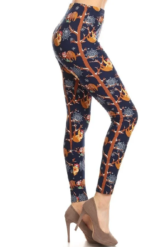 Plus size women's ruffle topsPlus Size Christmas Sloth Print Leggings