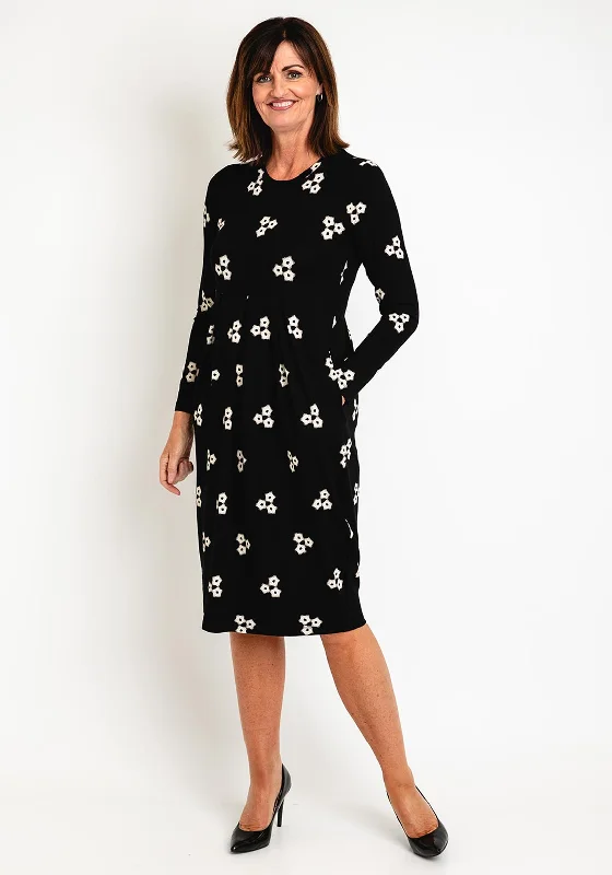 Puff-sleeve DressMasai Namo Print Jersey Midi Dress, Black