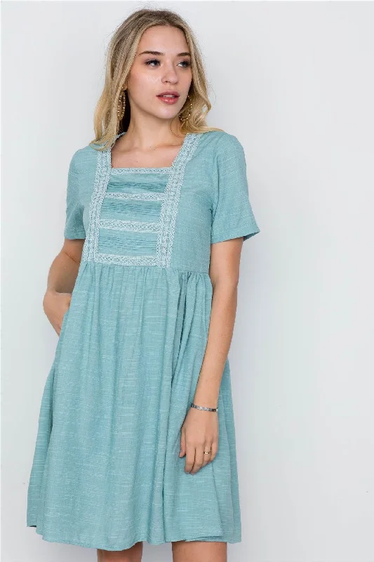 French Terry Short Sleeve TopsBlue Turquoise Boho Short Sleeve Dress / 2-2-2