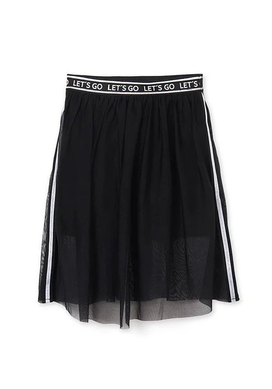 Retro SkirtMayoral Girls Lets Go Mesh Skirt, Black