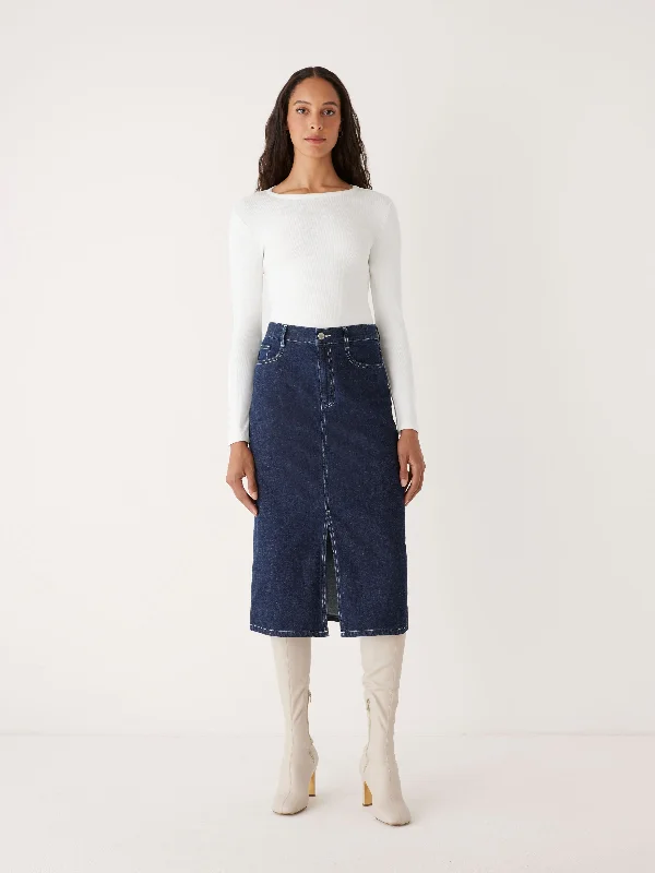 Wrap-around SkirtThe Denim Midi Skirt in Navy