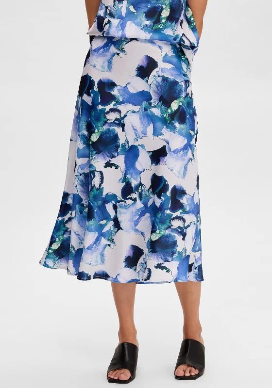 Insulated SkirtSelected Femme Rachelle Floral Maxi Skirt, Royal Blue