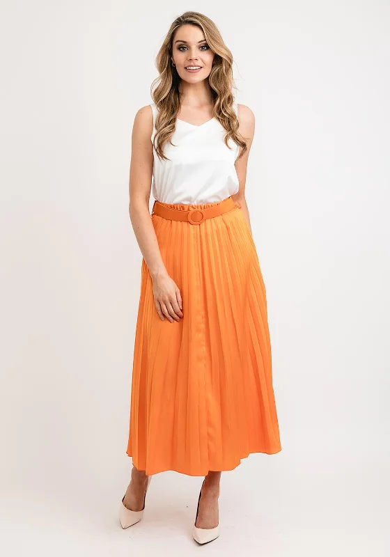 Maxi SkirtSeventy1 One Size Pleated Satin Skirt, Orange