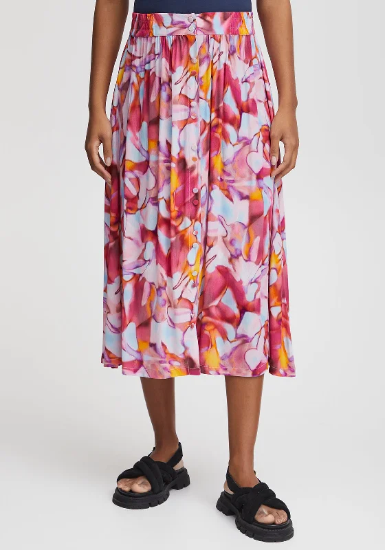 Printed SkirtIchi Marble Print Midi Skirt, Carmine Multi