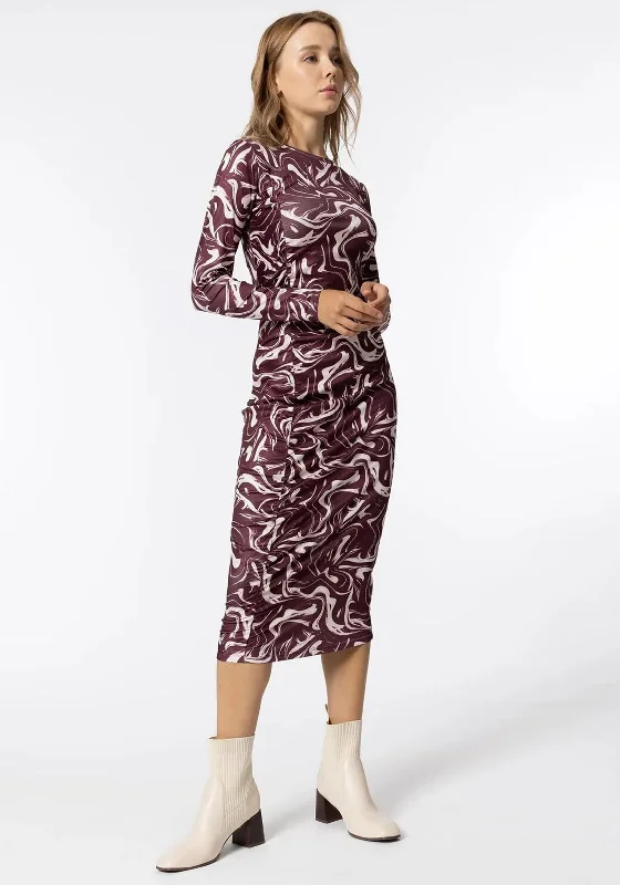 Embroidered DressTiffosi Chive Swirl Print Midi Dress, Wine