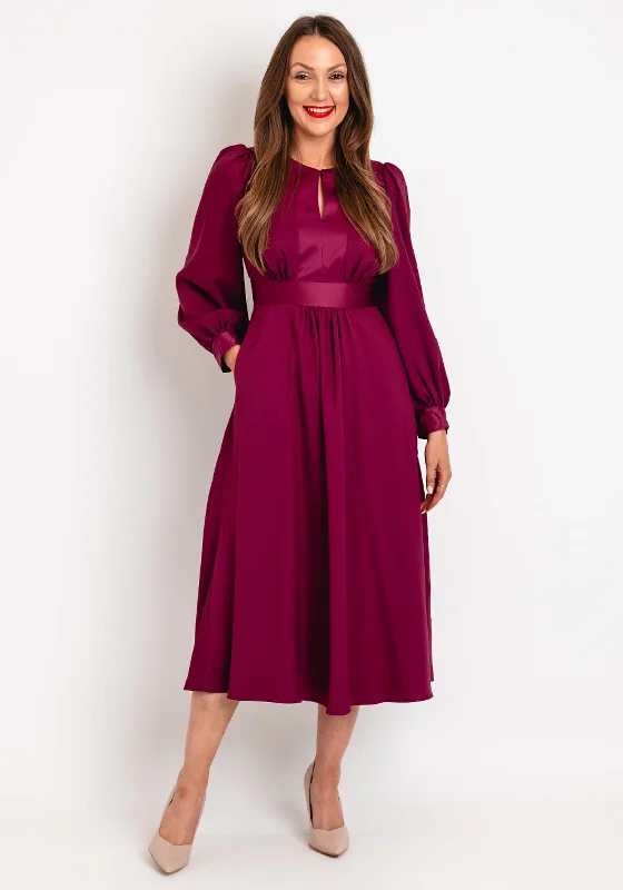 Peplum DressCloset London Cutout Detail A-Line Midi Dress, Wine