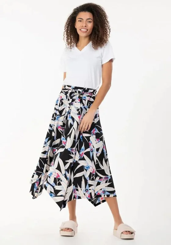 Under SkirtJolie Moi Floral Handkerchief Skirt, Black Multi