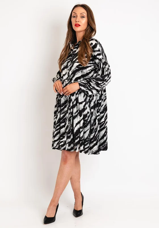 Maxi DressMalissa J One Size Zebra Print Frill Trim Knee Length Dress, Grey