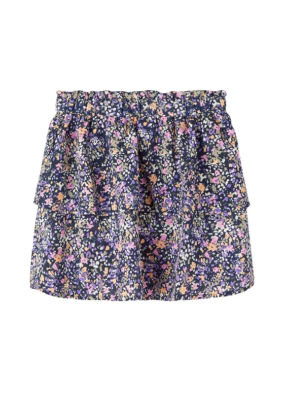 Bubble SkirtName It Kid Girl Bodila Print Skirt, Dark Sapphire