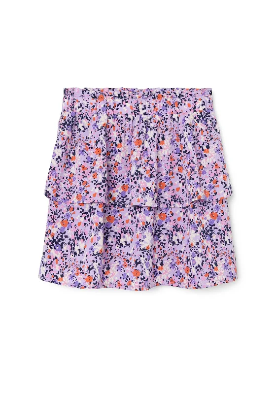 Layered SkirtName It Kid Girl Bodila Print Skirt, Sand Verbena