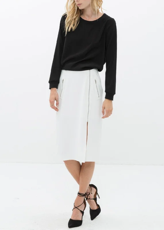 Tube SkirtWomen's Zip Up Slit Hem Midi Skirt