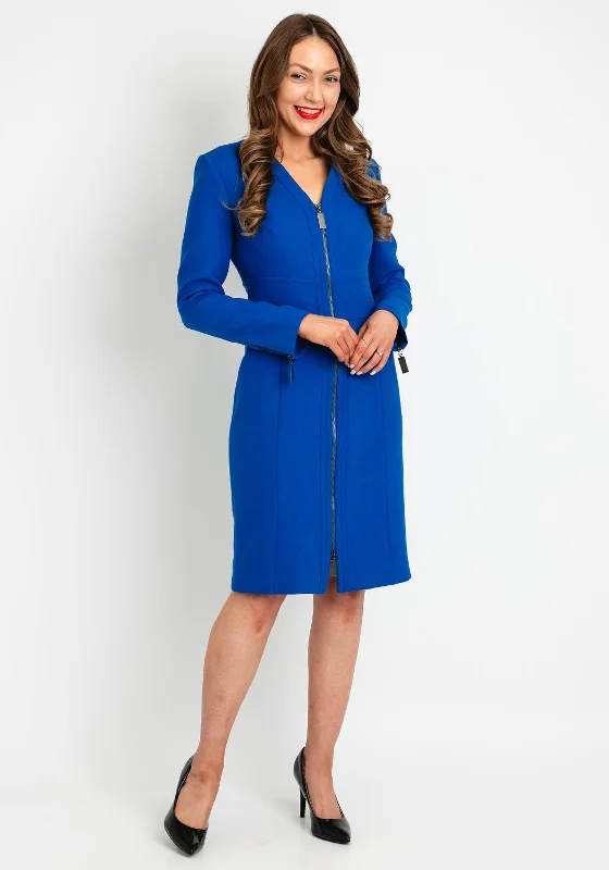 Rain DressBirelin Structured Zip Front Knee Length Dress, Blue