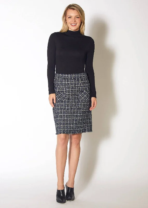 SkortWomen's High Rise Pencil Skirt in Navy Tweed