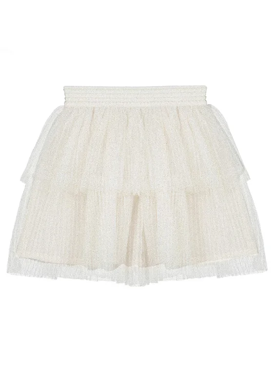 Low-waisted SkirtMayoral Older Girl Tulle Flow Skirt, Off White