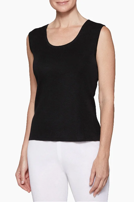 Women's spring topsPlus Size Scoop Neck Knit Tank, Black