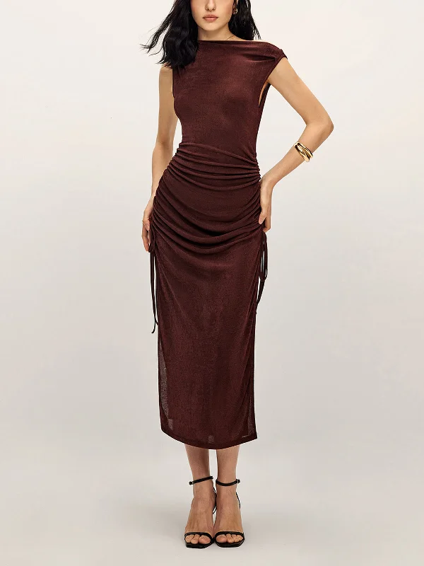 Asymmetrical DressDrawstring Split Tank Midi Dress